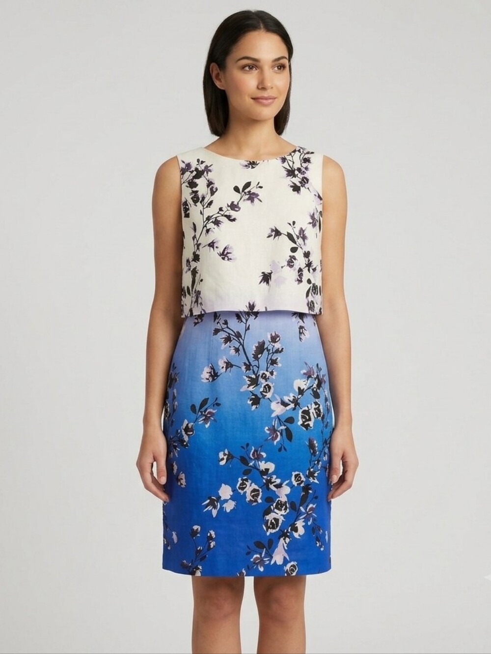 Ivanka Trump Linen Blend Ombre Sheath Dress